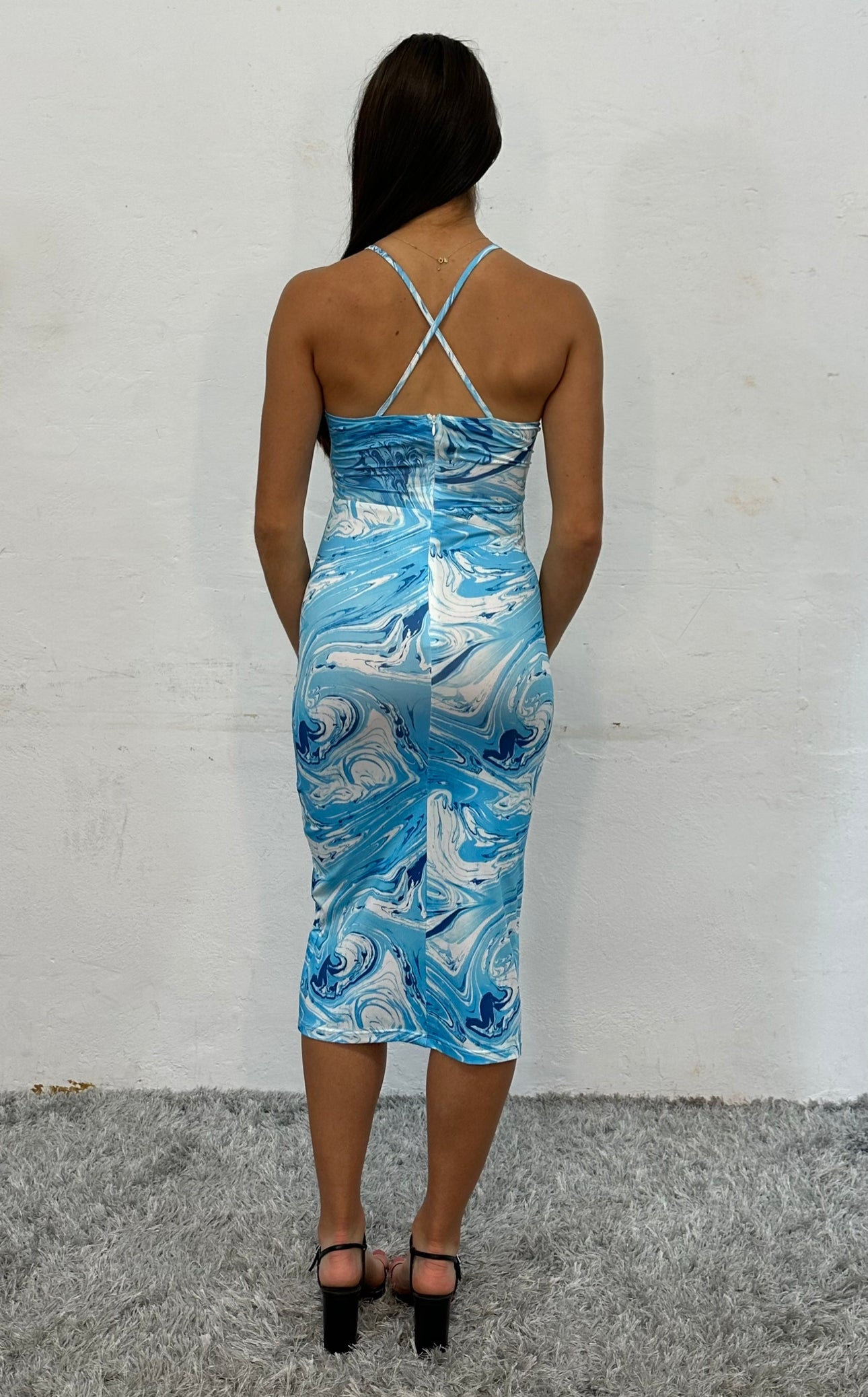 CLAIRA MIDI DRESS -BLUE