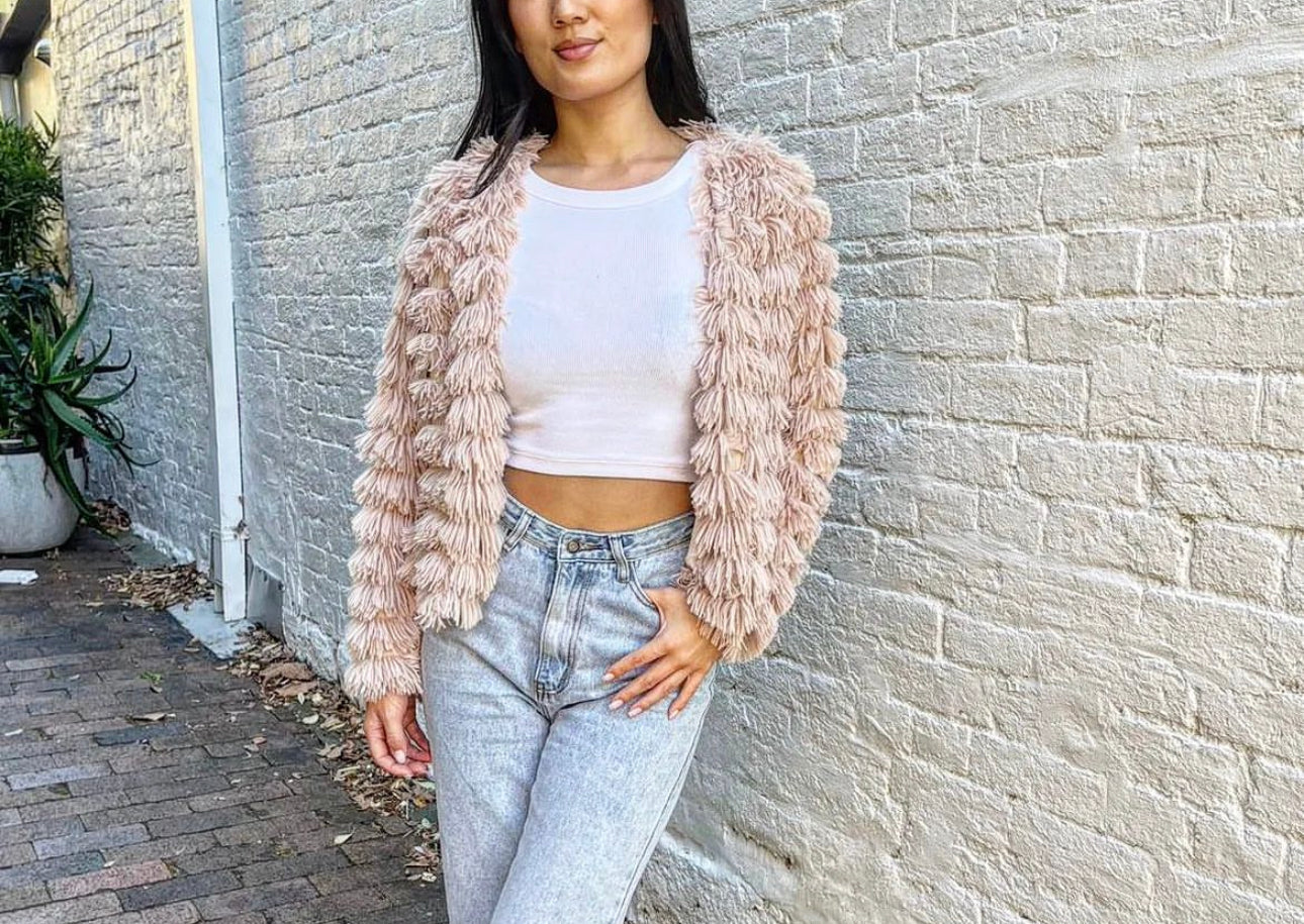 AROMA SHAGGY JACKET -BEIGE