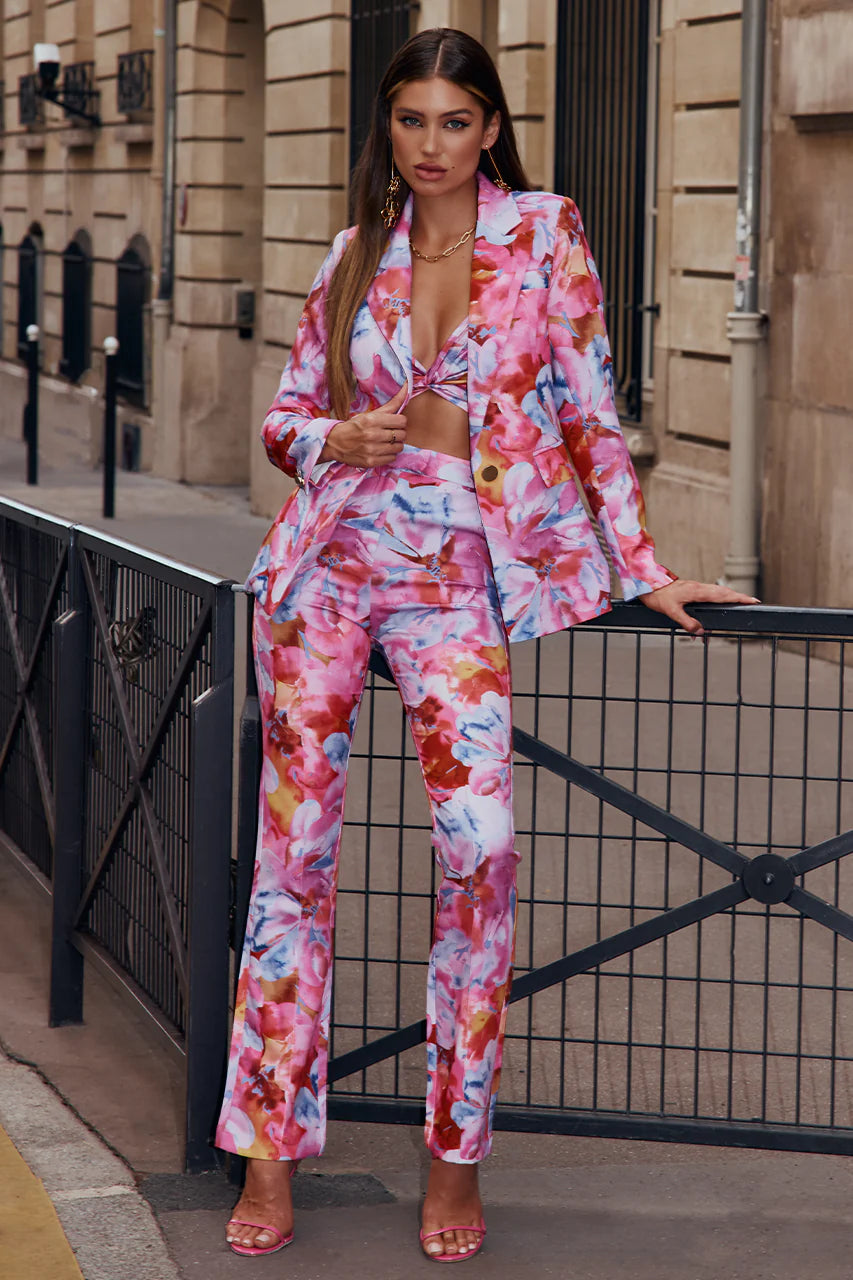 AVARA FITTED BLAZER -PINK FLORAL