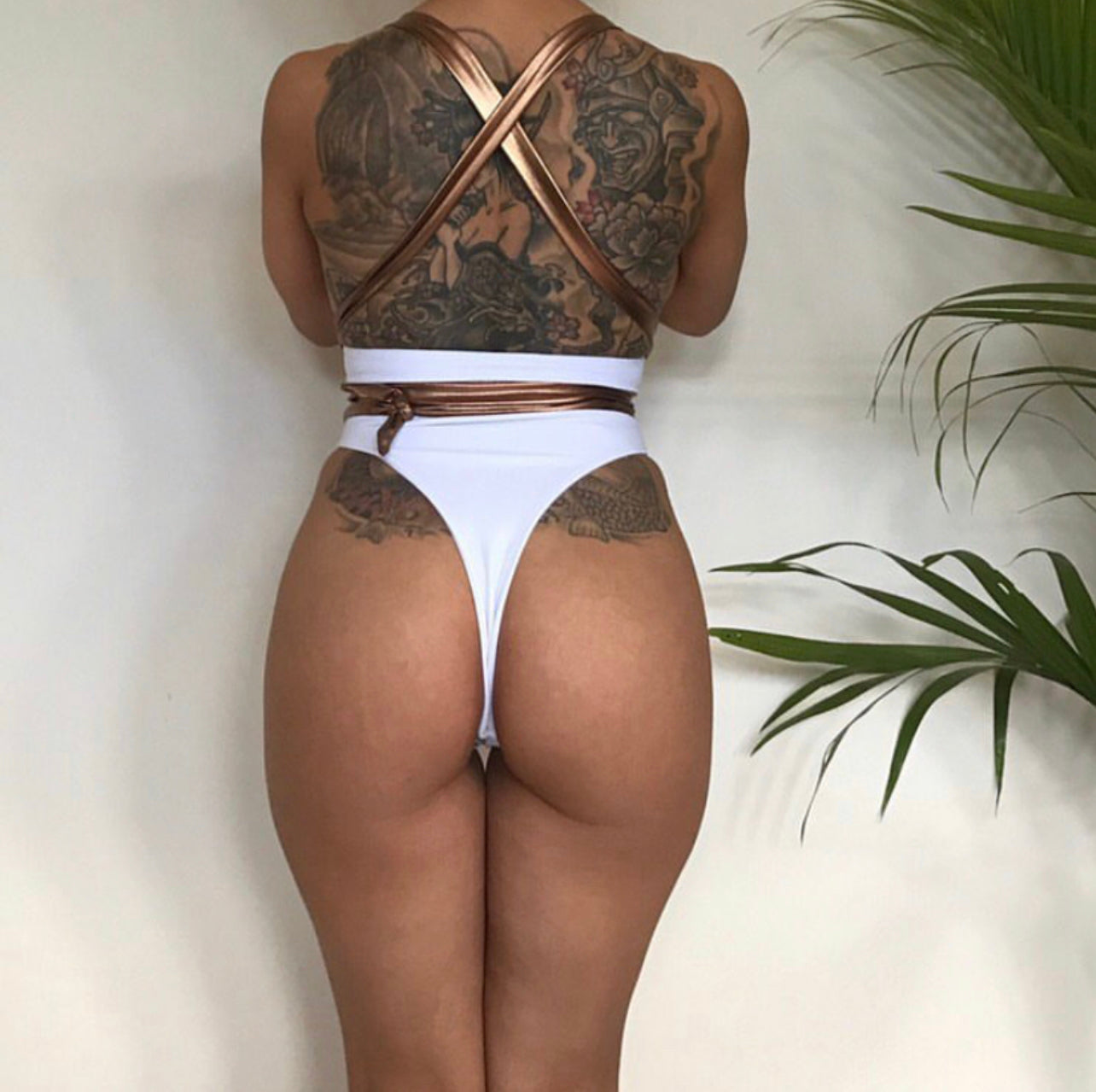 TRAP QUEEN ONE PIECE SWIMWEAR -WHITE/GOLD