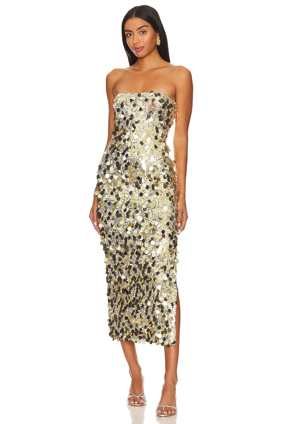 GABOURNE MIDI DRESS -GOLD