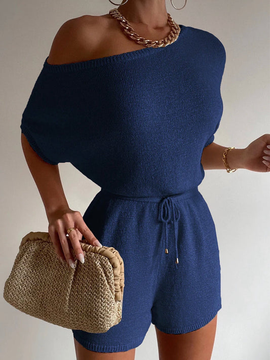 MIAMI KNIT PLAYSUIT - STEEL