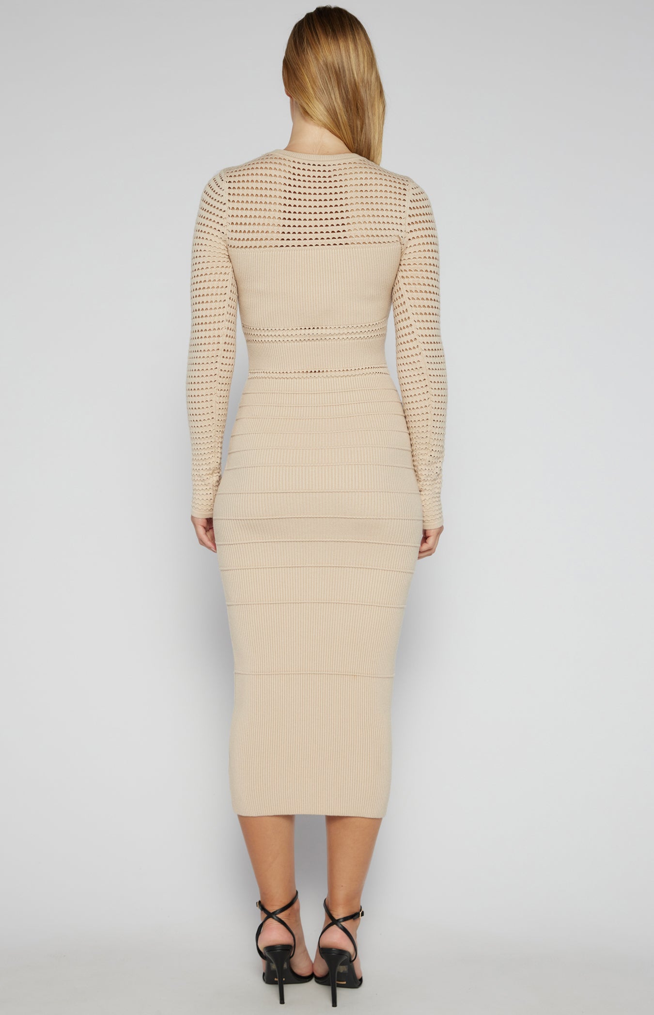 BABETTE CROCHET MIDI DRESS - LATTE
