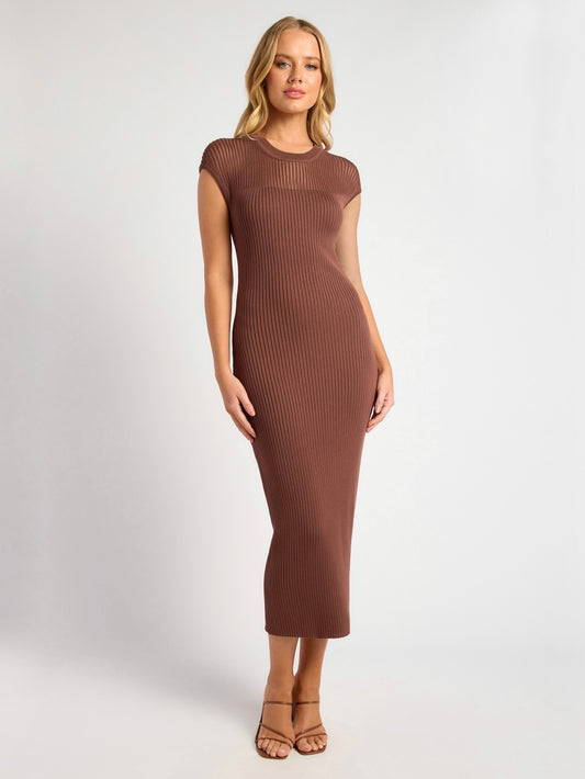 BECCA MIDI DRESS - CHOCOLATE