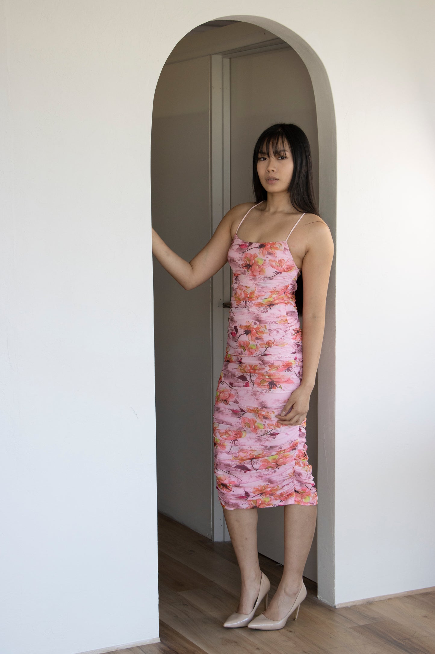 ISABELLA MIDI DRESS -PINK FLORAL