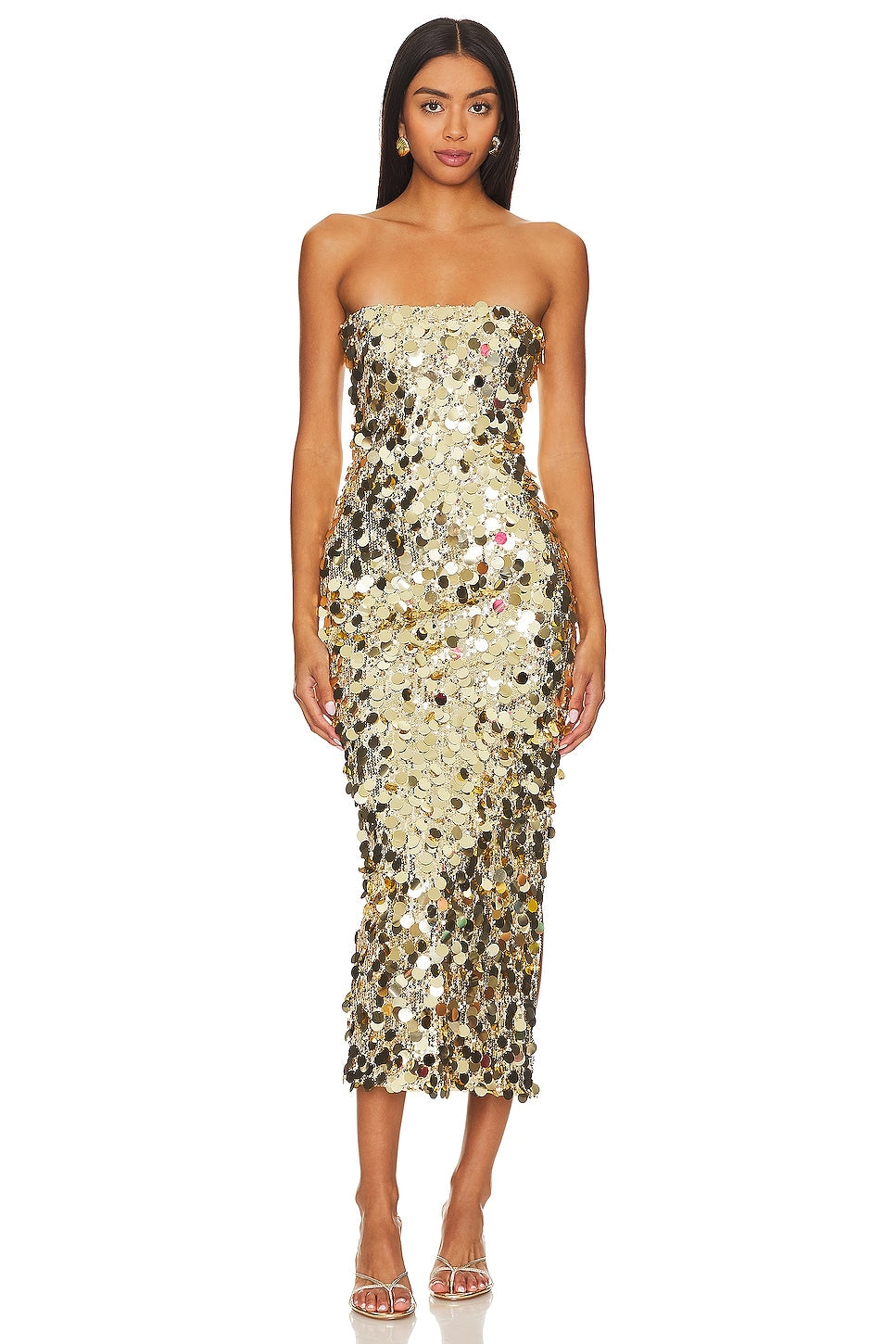 GABOURNE MIDI DRESS -GOLD