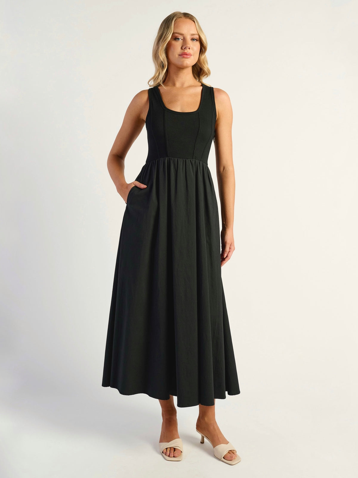 ASHER MIDI DRESS -BLACK