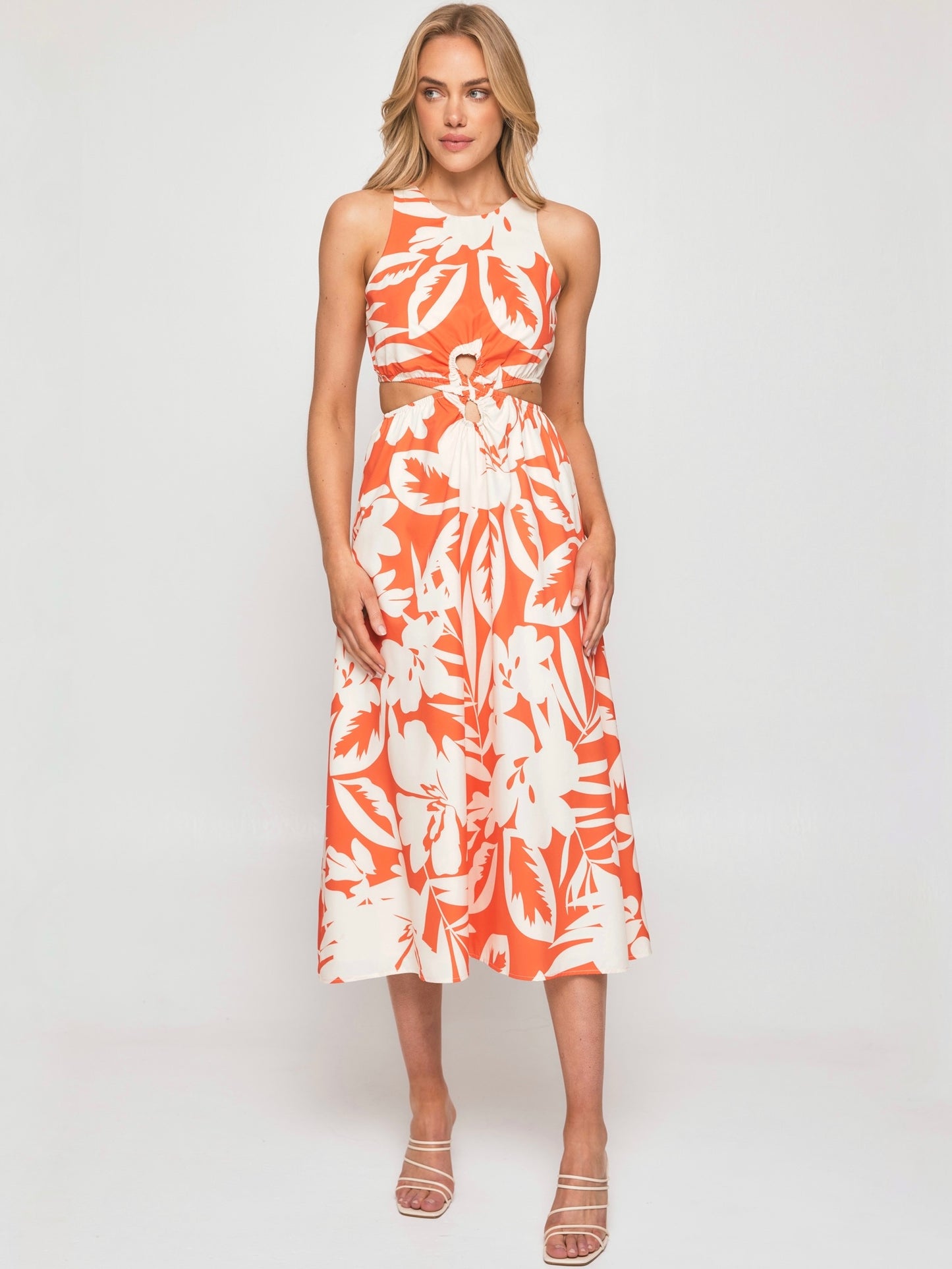 LISA MIDI DRESS -ORANGE TROPICAL