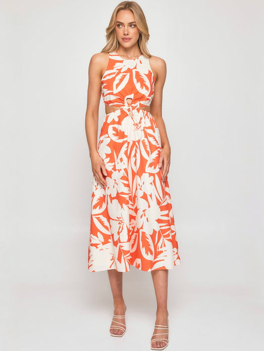 LISA MIDI DRESS -ORANGE TROPICAL