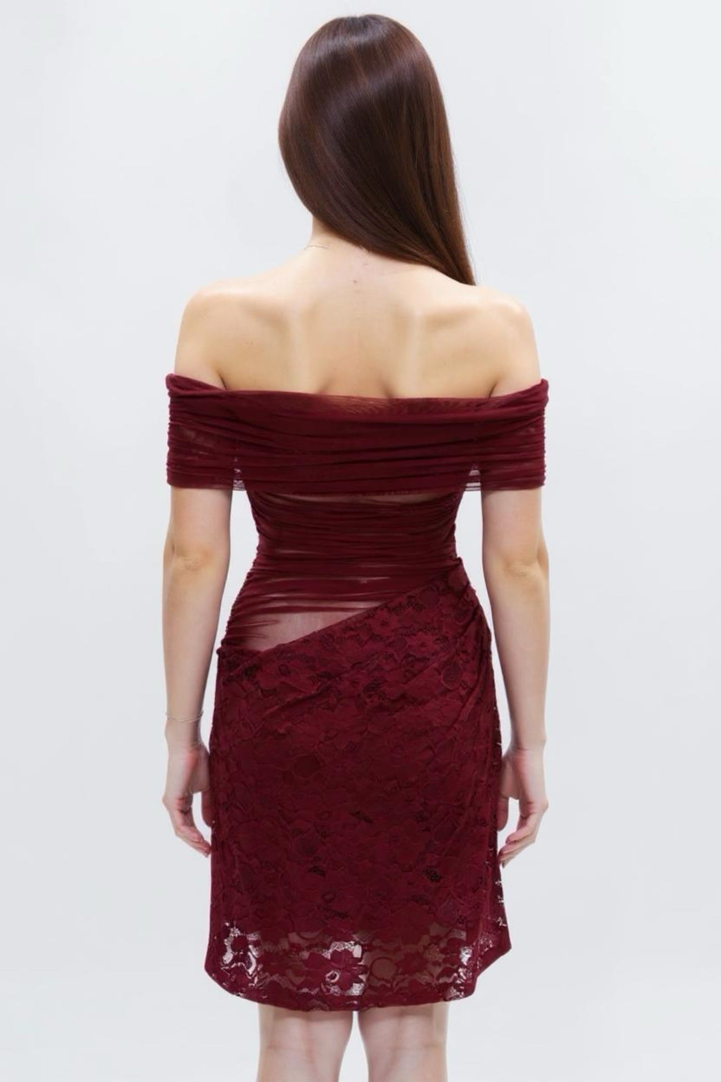 SWEENEY LACE MINI DRESS -WINE