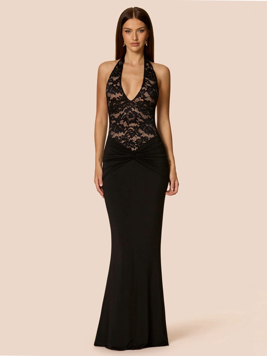LENNOX HALTER GOWN - BLACK