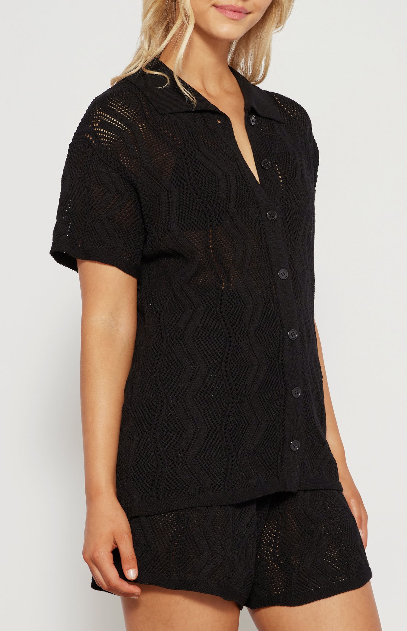 BRENDA SHIRT & SHORTS SET -BLACK