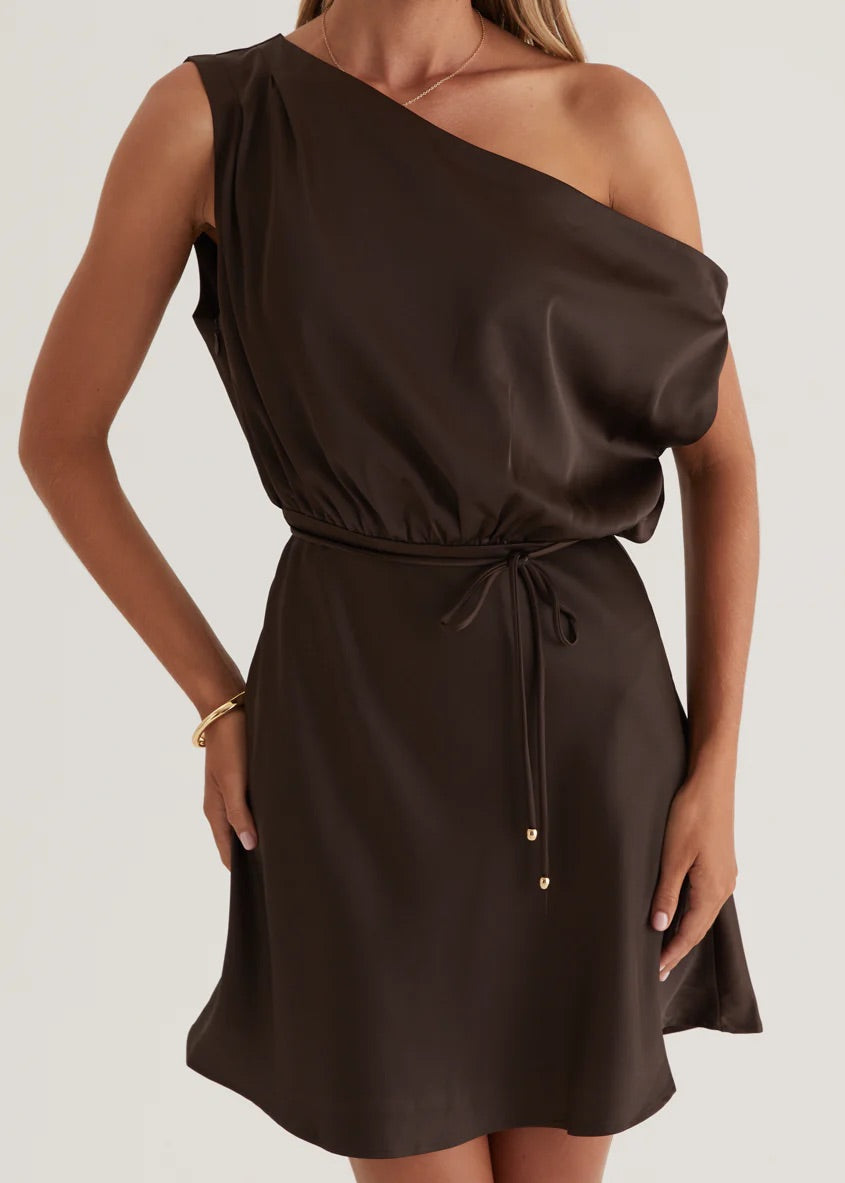 VINNIE MINI DRESS -CHOCOLATE