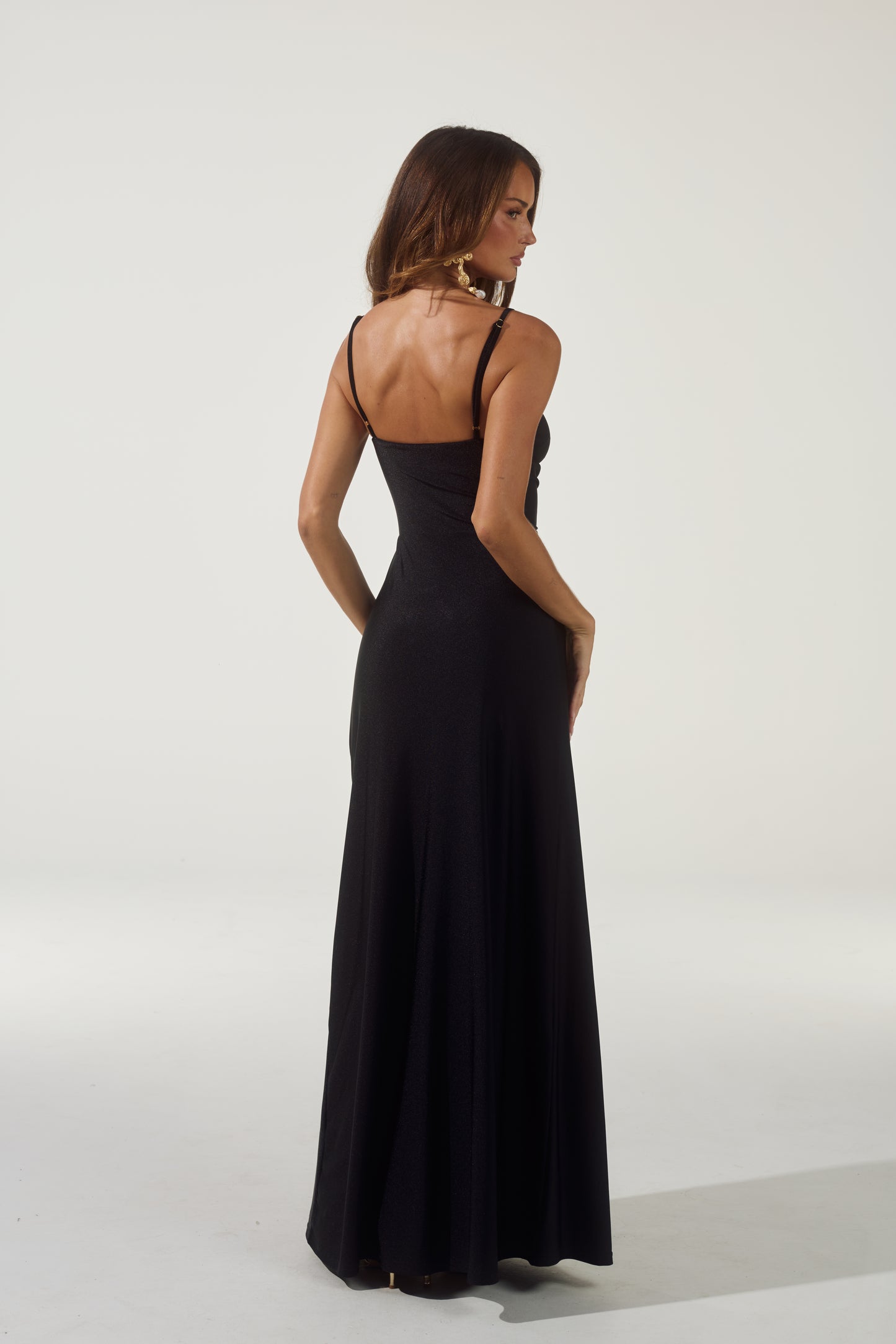 KALENA PLUNGE MAXI DRESS - BLACK