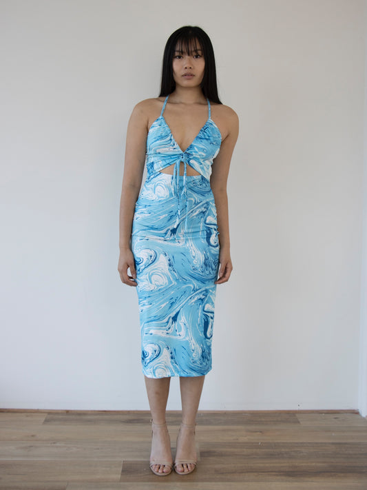 CLAIRA MIDI DRESS -BLUE