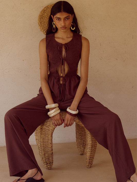 FLEUR PALAZZO PANT - CHOCOLATE