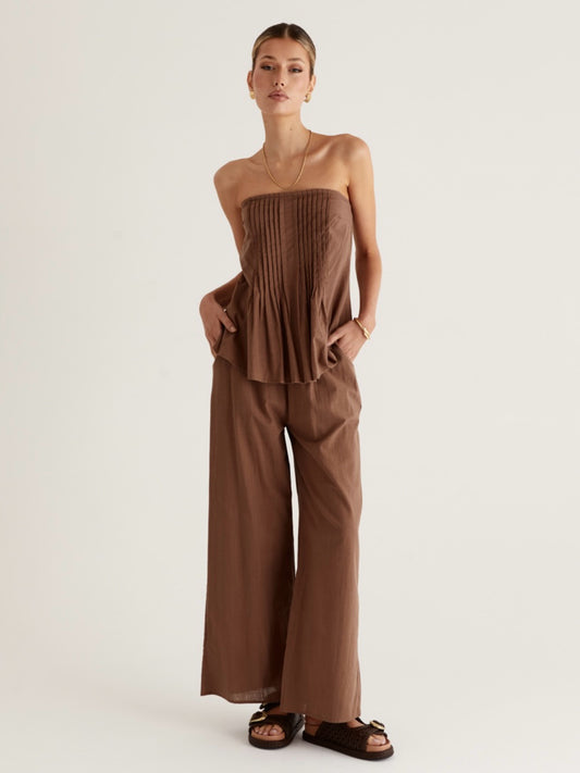 CALYPSO TOP & PANT SET -CHOCOLATE