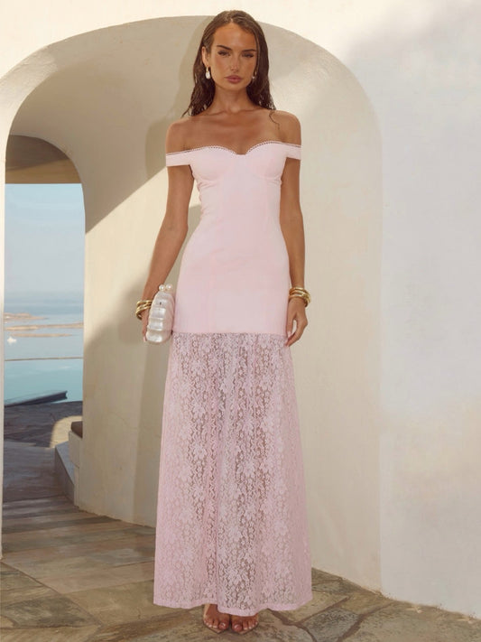 SHAYLA OFF SHOULDER MAXI DRESS - MUSK