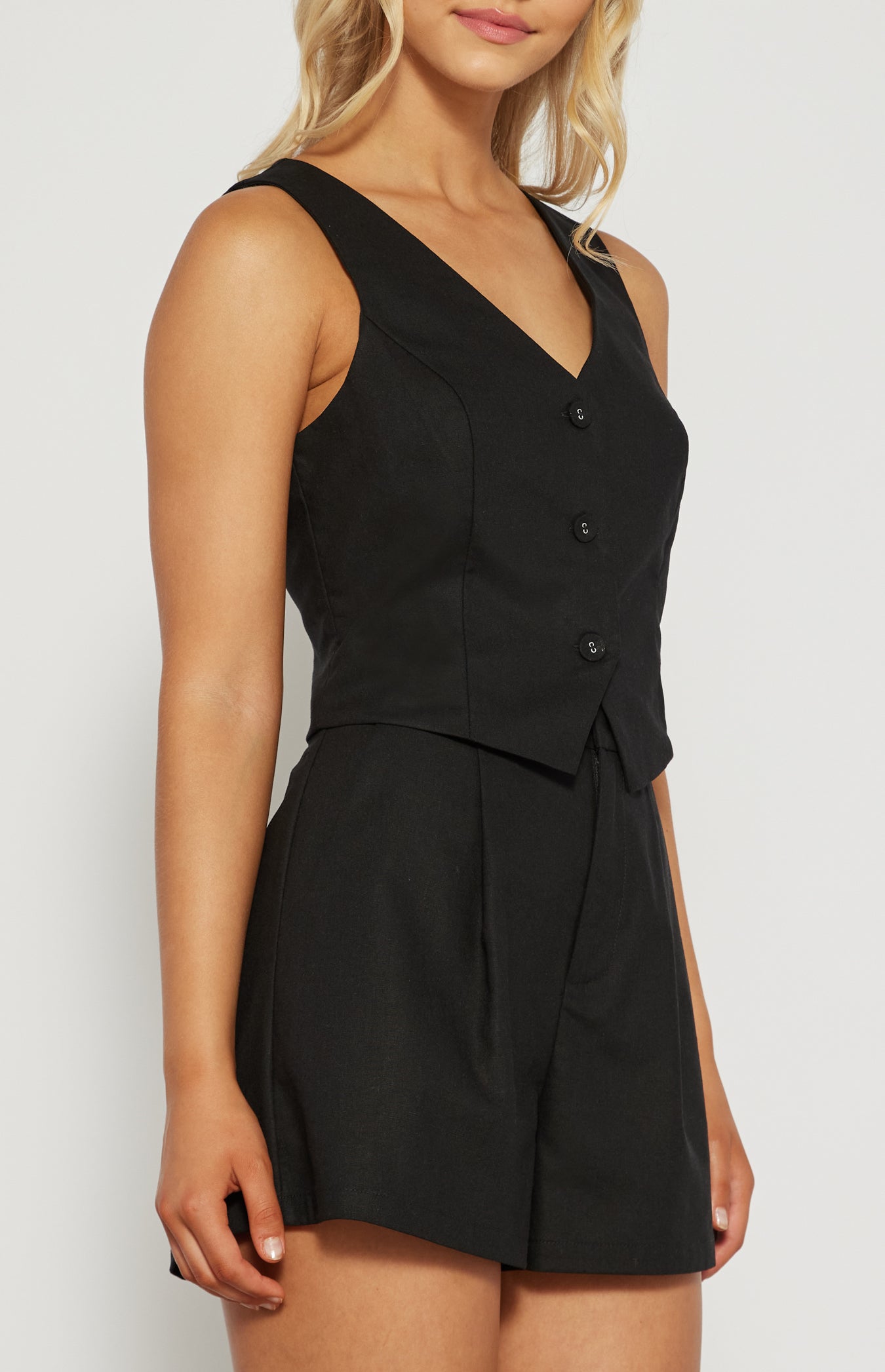 COSMOS VEST & SHORTS SET -BLACK