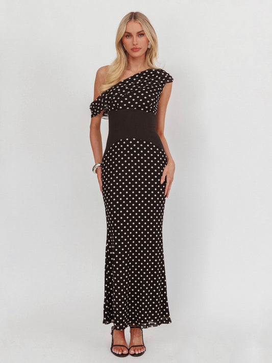 CRAWFORD MAXI DRESS - BLACK POKA