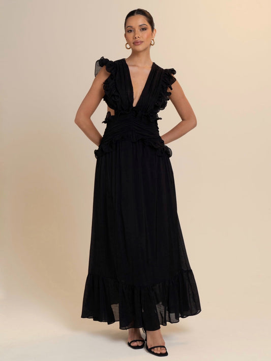 VAYDA MIDI DRESS -BLACK