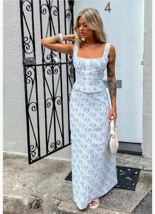 LOUIS SKIRT -BLUE/WHITE