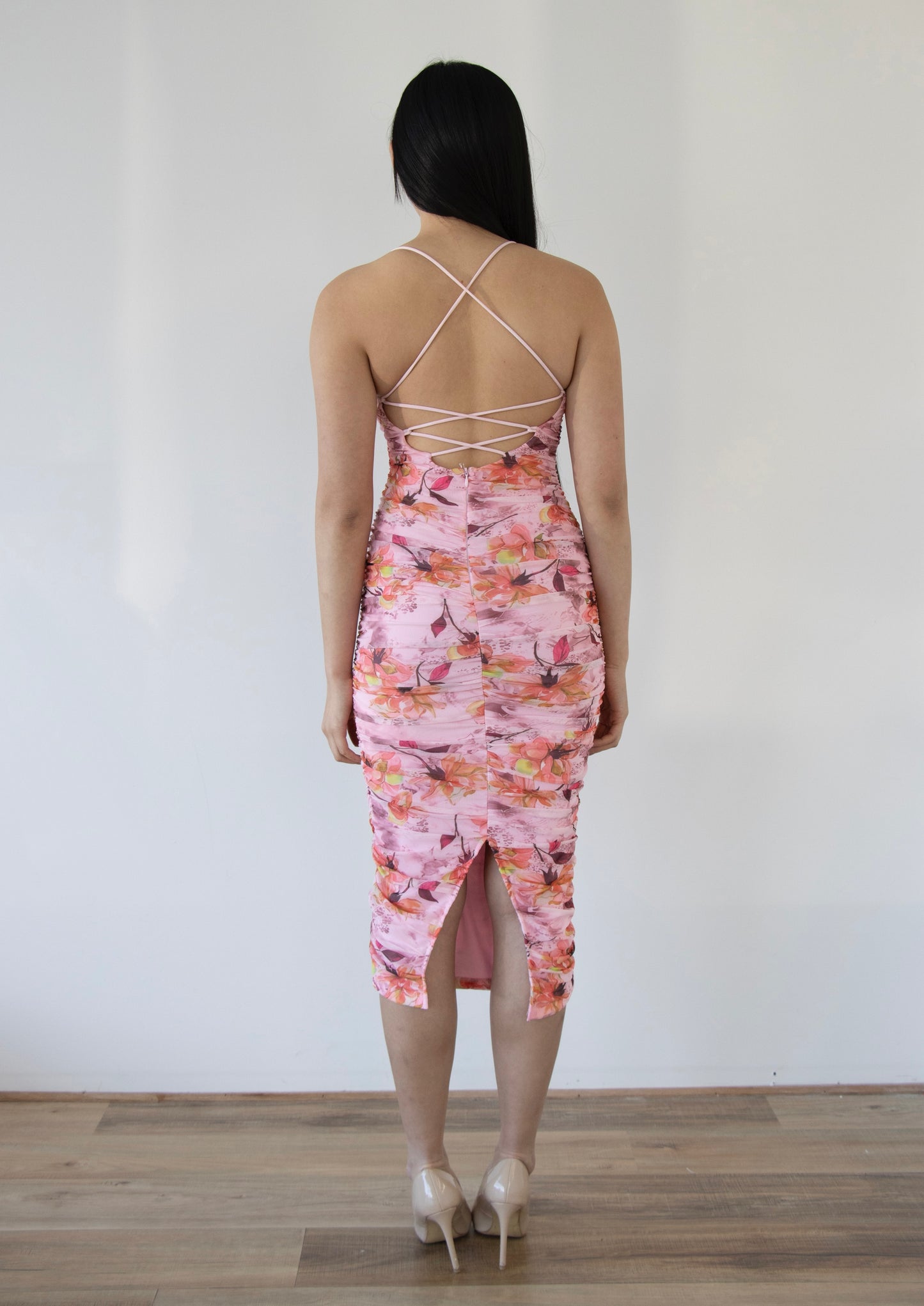 ISABELLA MIDI DRESS -PINK FLORAL