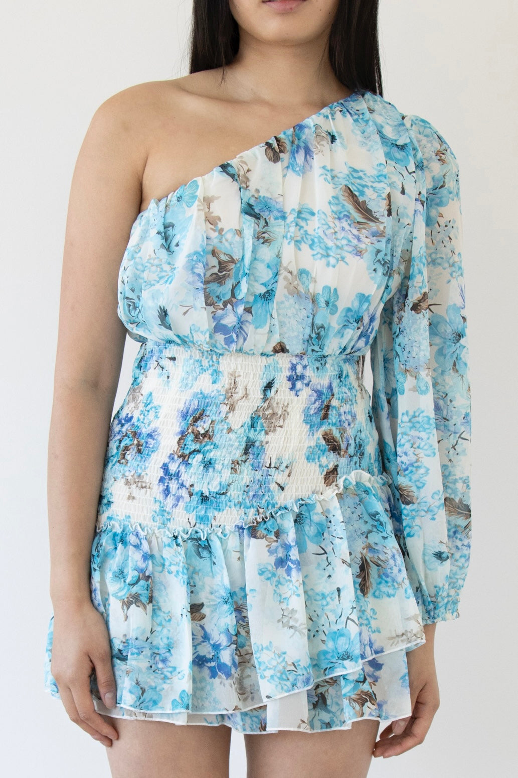 CASSIE MINI DRESS -BLUE FLORAL