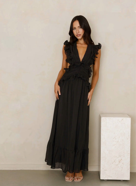 VAYDA MIDI DRESS -BLACK