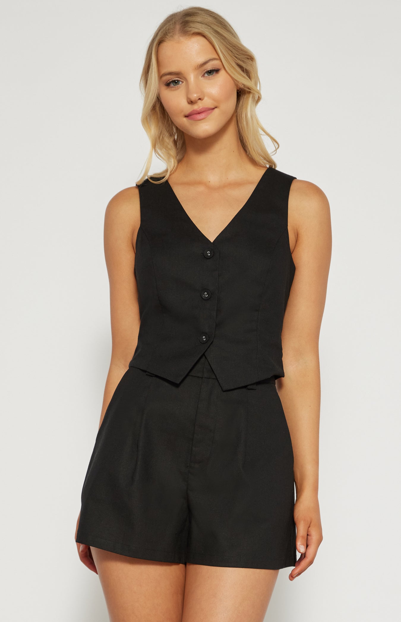 COSMOS VEST & SHORTS SET -BLACK