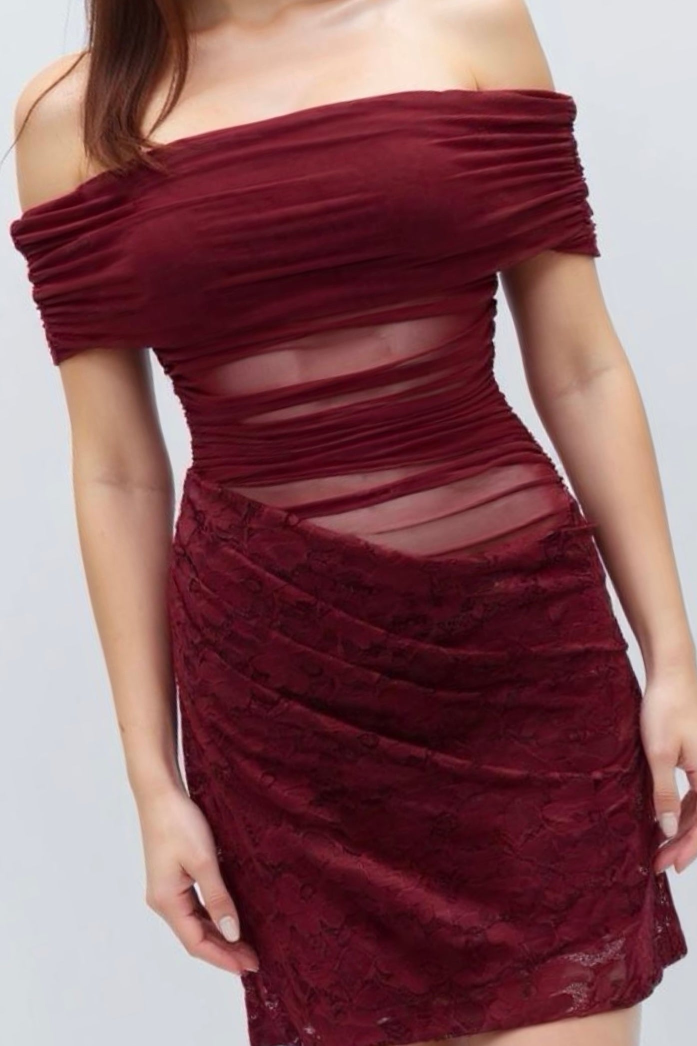 SWEENEY LACE MINI DRESS -WINE