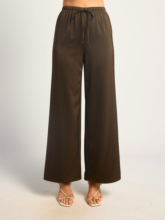 BREE SATIN PANT -ESPRESSO