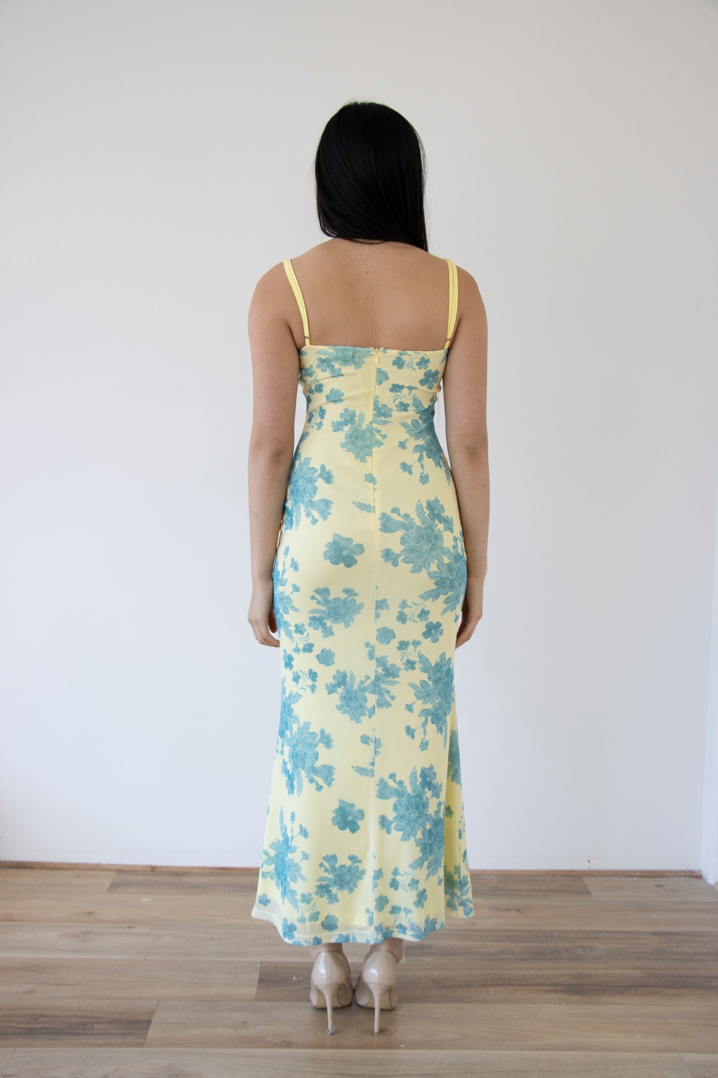 MAIA MAXI DRESS -YELLOW/BLUE FLORAL