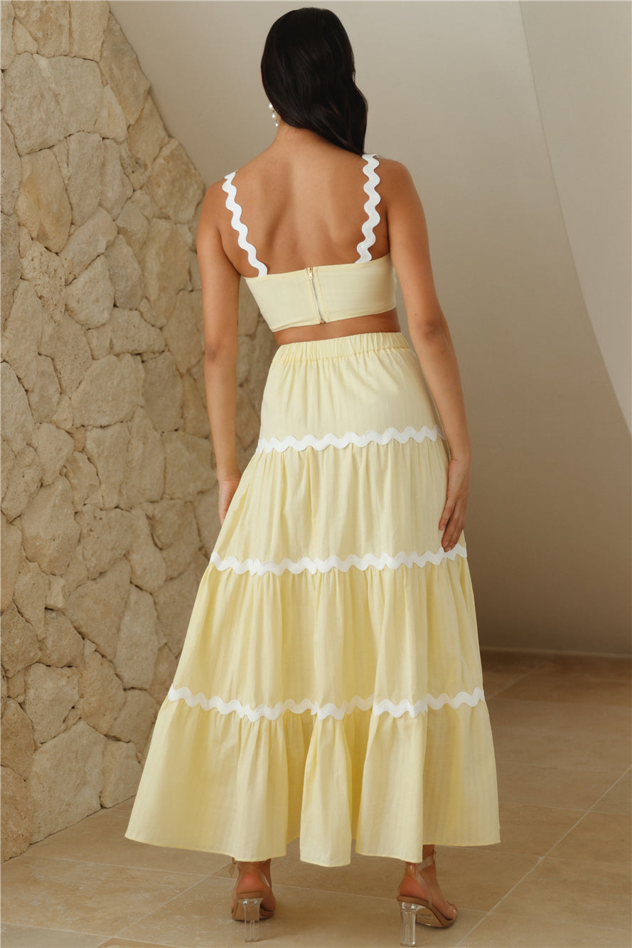INEMOA TOP & SKIRT SET -YELLOW/WHITE