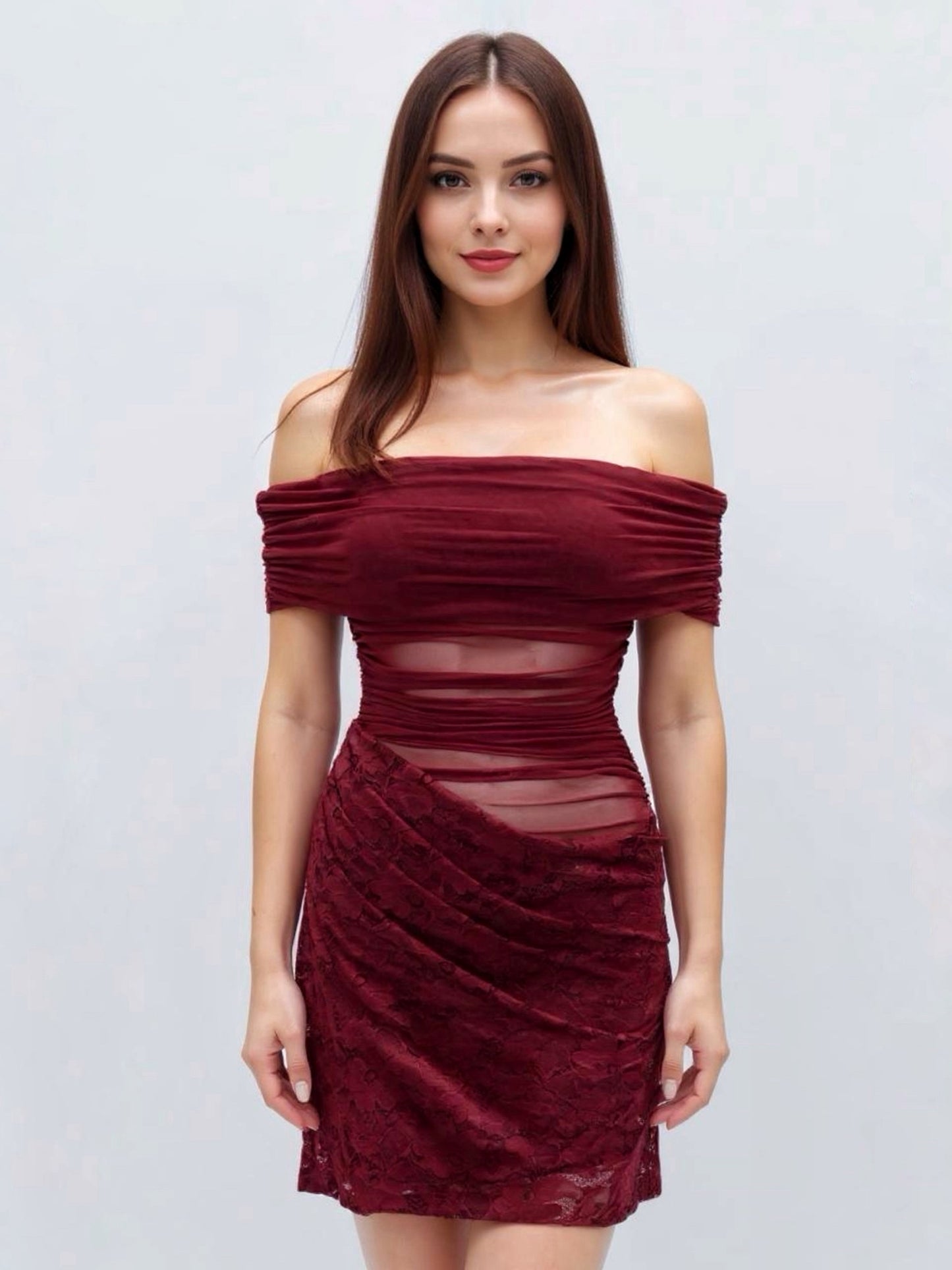SWEENEY LACE MINI DRESS -WINE