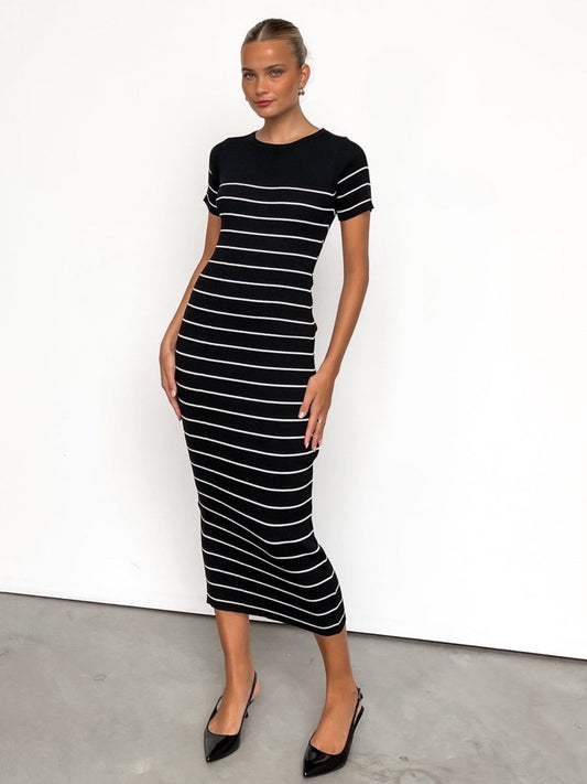 BAVENA MIDI DRESS -BLACK/WHITE
