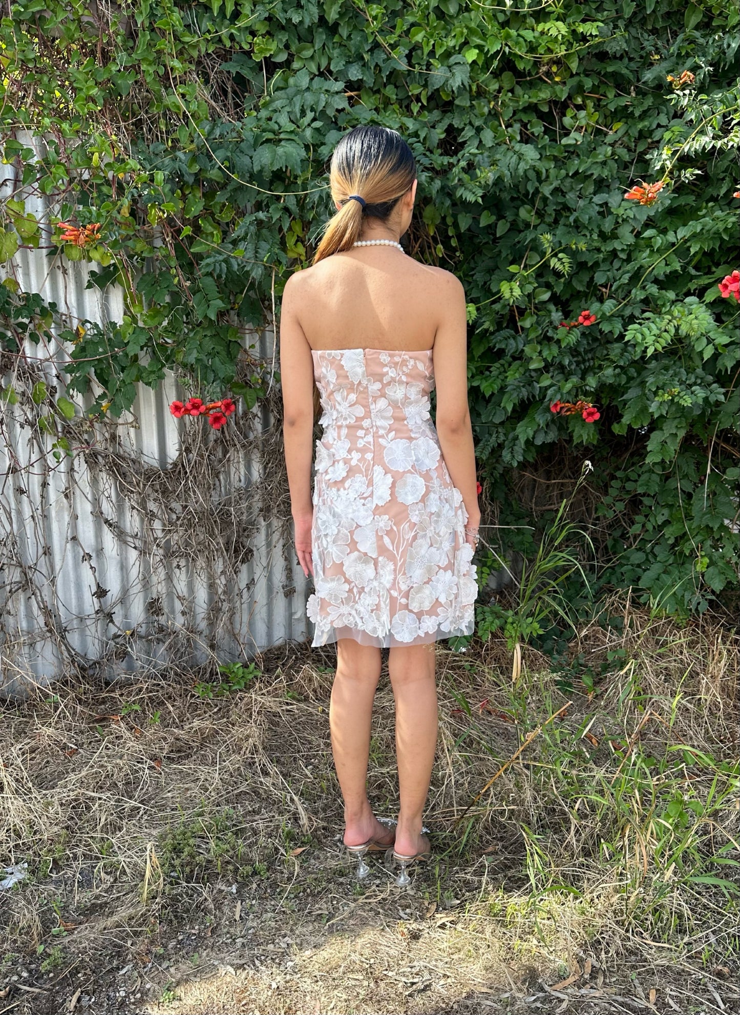 MAJESTIC MINI DRESS - BEIGE/WHITE FLORAL