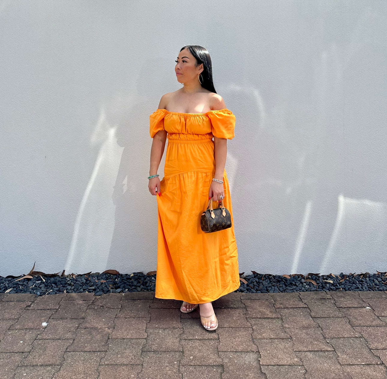 MIMI MIDI DRESS -ORANGE