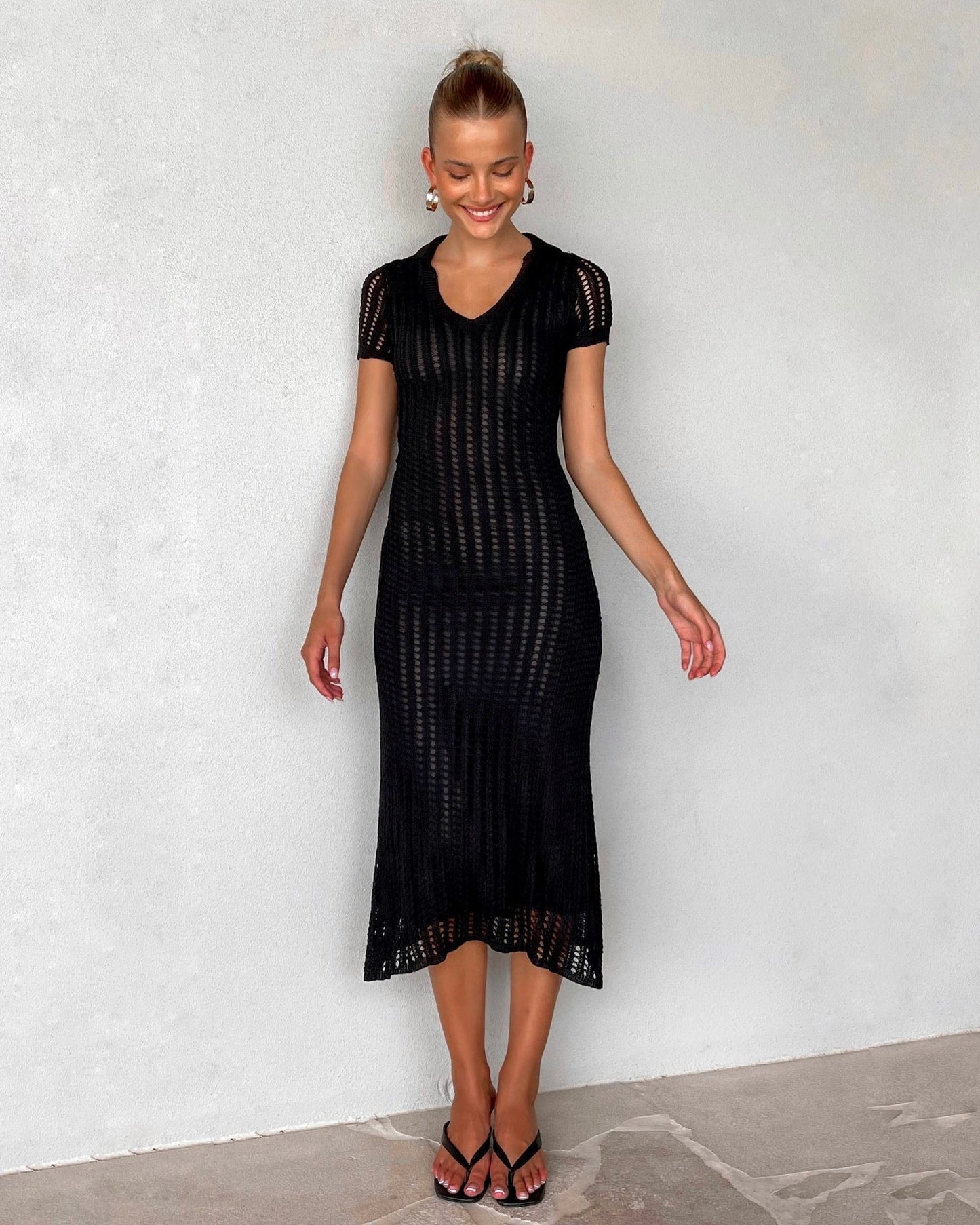 ELLIA MIDI DRESS -BLACK