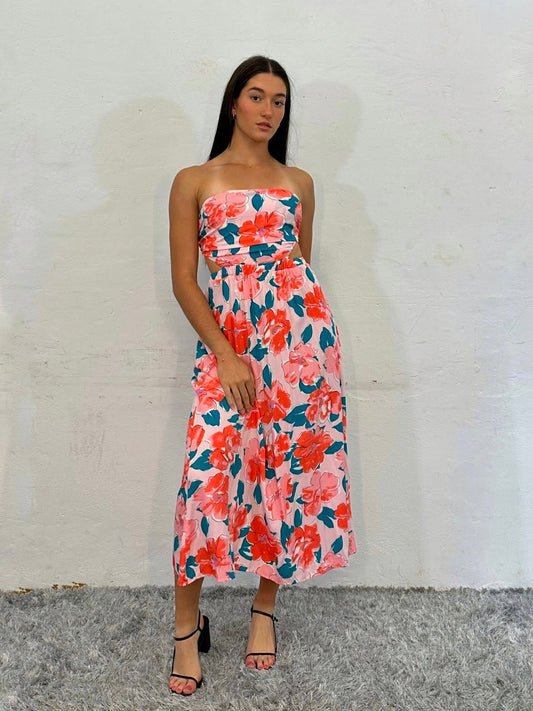 EVON MIDI DRESS -PINK FLORAL