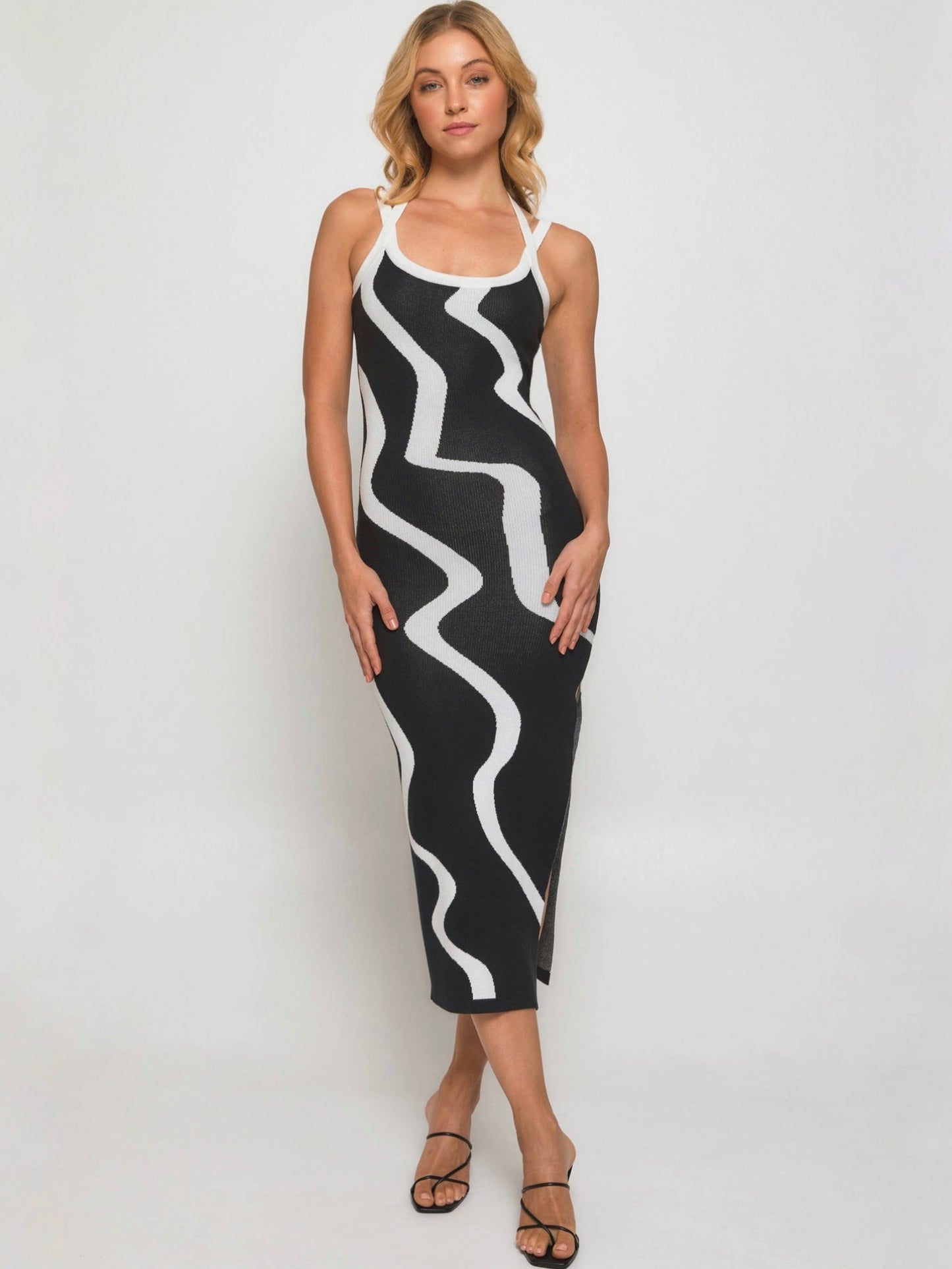 HEIDI MIDI DRESS-ABSTRACT PRINT