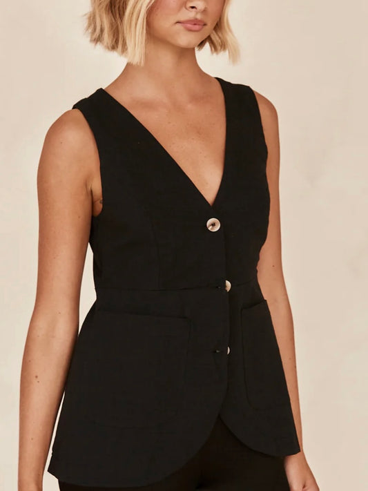 MARCELINE VEST TOP -BLACK