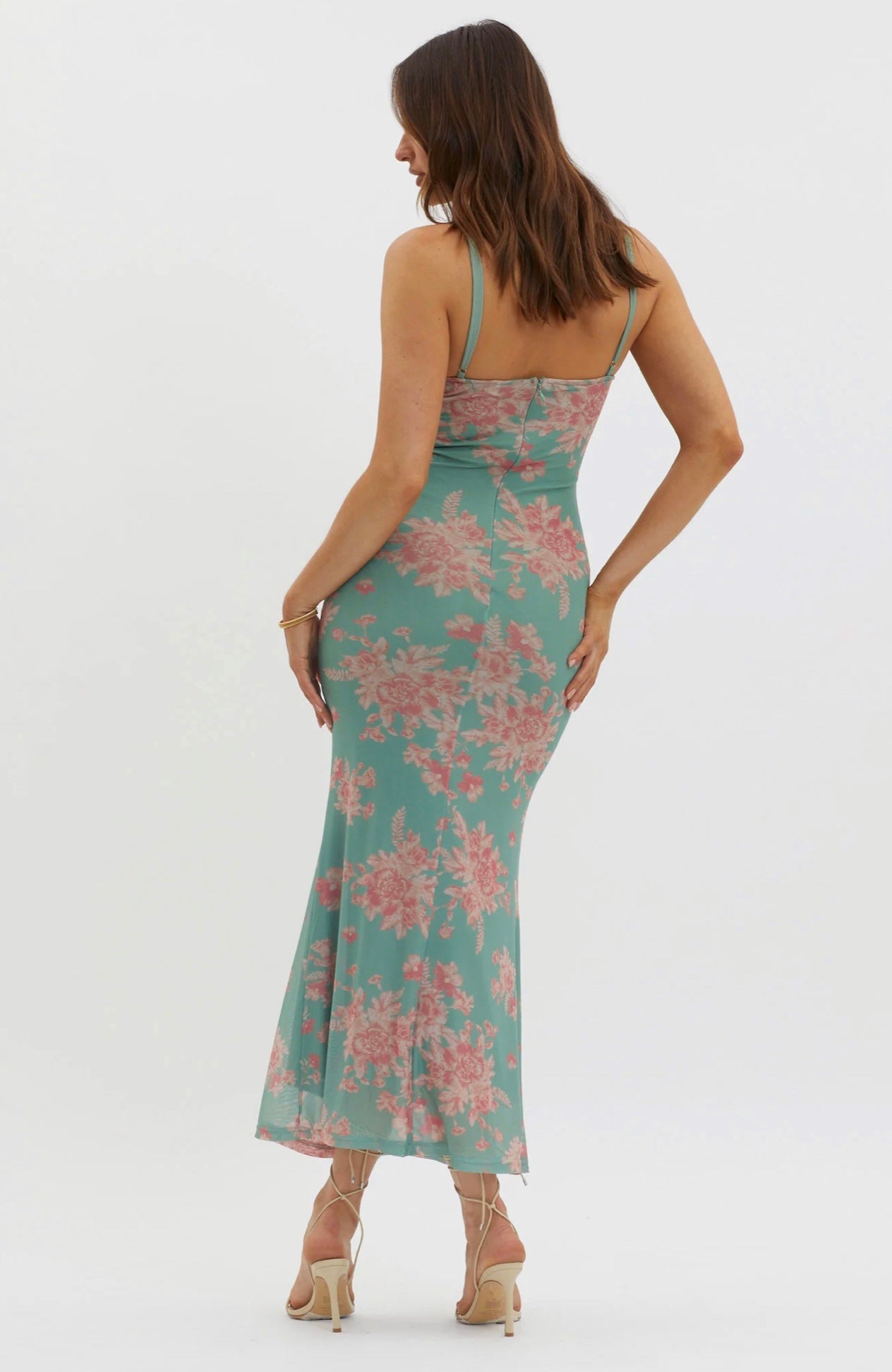 MAIA MAXI DRESS -GREEN/RED FLORAL