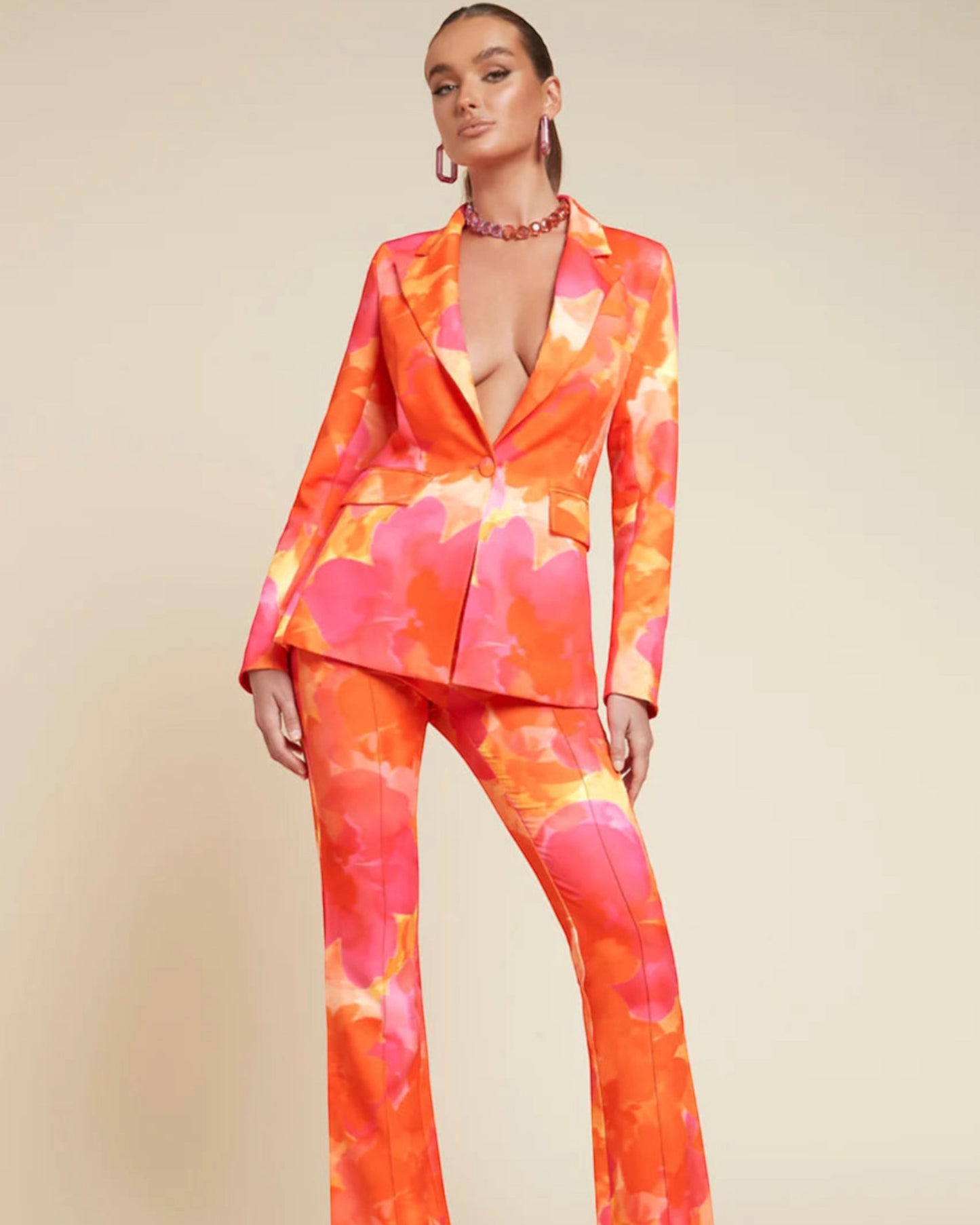TIGERLILY BLAZER & PANT SET -ORANGE FLORAL