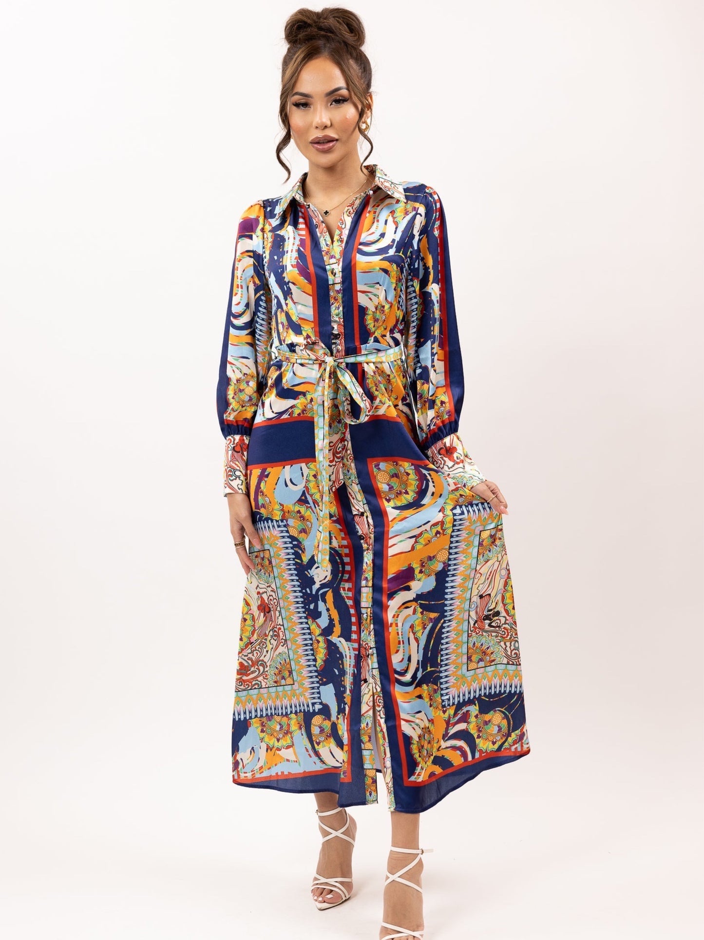PADMA LONG SLEEVE MAXI DRESS -NAVY