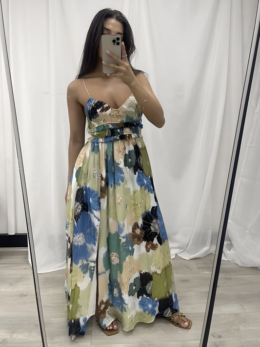 ELVIRA MAXI DRESS -GREEN MULTI