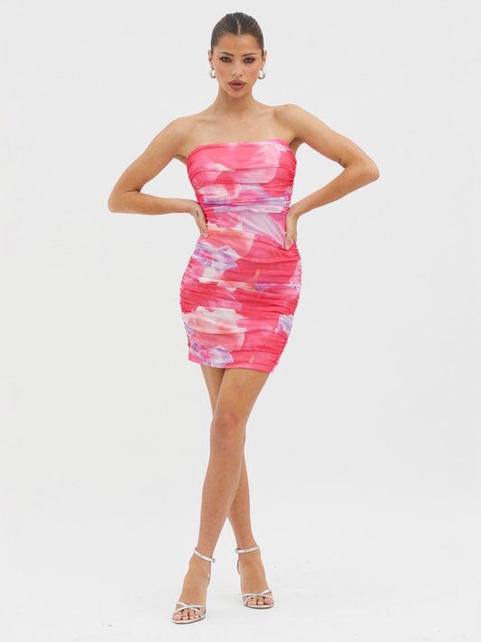 HARLEE MINI DRESS -PINK FLORAL