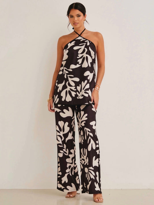 ILAH TOP & PANT SET -BLACK BOTANICA