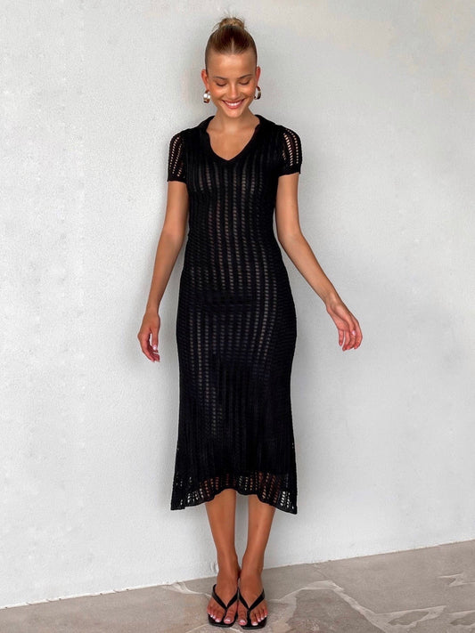 ELLIA MIDI DRESS -BLACK
