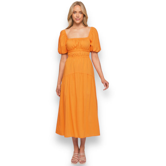 MIMI MIDI DRESS -ORANGE